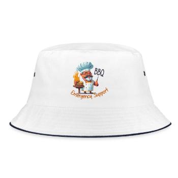 BBQ Notfall Support - Bucket Hat - Weiß/Navy - Vorne