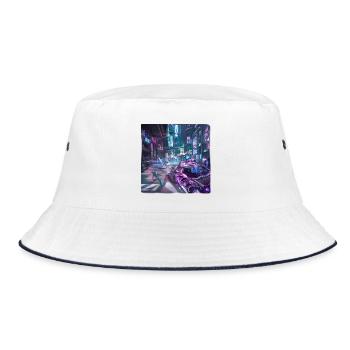 Cybercity - City in the future - Bucket Hat - white/navy - Front