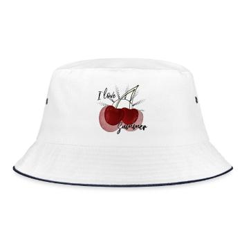 I Love Summer Kirsch Design süß - Bucket Hat - Weiß/Navy - Vorne