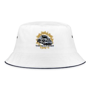 Sattelschlepper mit Tank für Flüssigkeiten - Bucket Hat - Weiß/Navy - Vorne