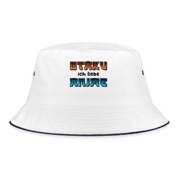 Anime Japanisch Manga Comic Otaku Statement - Bucket Hat - Weiß/Navy - Vorne