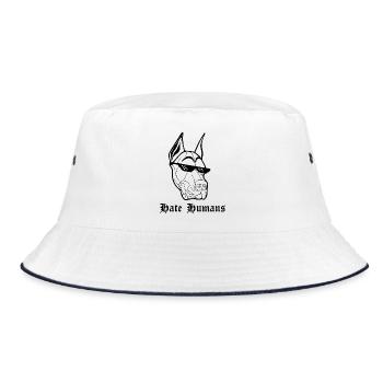 Hate Humans Dog - Bucket Hat - Weiß/Navy - Vorne
