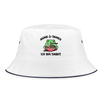 Anime Ramen Statement Manga Animation Zeichentrick - Bucket Hat - Weiß/Navy - Vorne