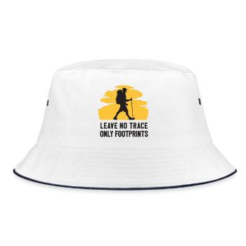 Wandern - Hinterlassen Sie keine Spuren, nur Fußspuren - Bucket Hat - Weiß/Navy - Vorne