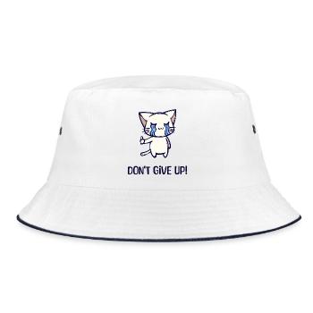 Manga Comic Anime Katze Statement Zeichentrick - Bucket Hat - Weiß/Navy - Vorne