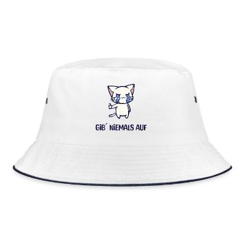Zeichentrick Animation Comic Manga Katze Anime - Bucket Hat - Weiß/Navy - Vorne