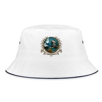Wunderbare Steampunk-Meerjungfrau in der Tiefsee - Bucket Hat - Weiß/Navy - Vorne