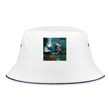 Wunderbare Steampunk-Meerjungfrau in der Tiefsee - Bucket Hat - Weiß/Navy - Vorne
