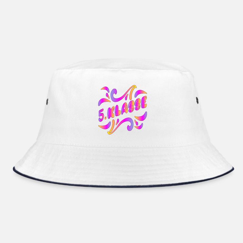 5. Klasse - SCHULWECHSEL - Bucket Hat - Weiß/Navy