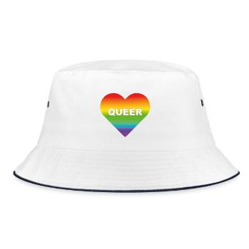 Queer Transgender sein - Bucket Hat - Weiß/Navy - Vorne