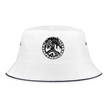 Fenrir and Runes - Bucket Hat - white/navy - Front