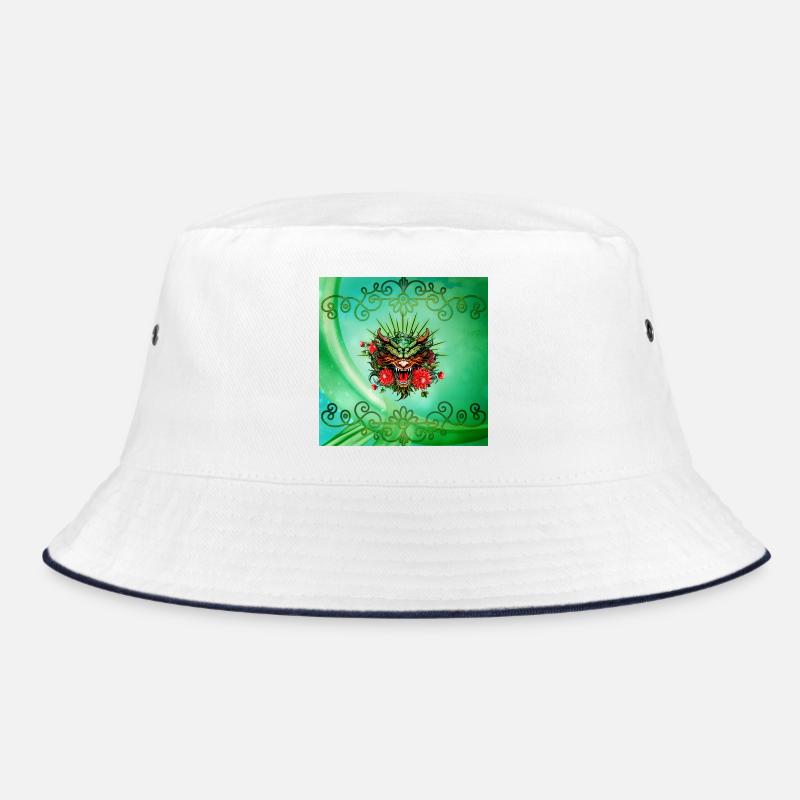 Merveilleuse tête de dragon colorée avec des fleurs. Bob