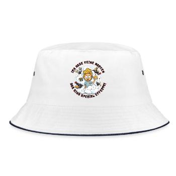 Humorvolles Essens-Reflexions-Motiv - Bucket Hat - Weiß/Navy - Vorne