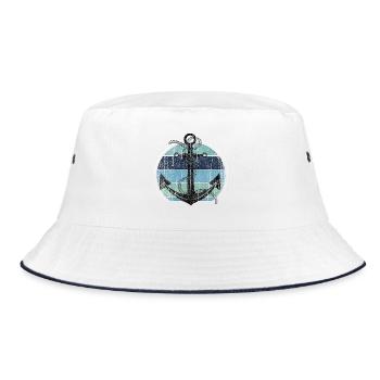 Vintage Anchor Maritime Design - Bucket Hat - white/navy - Front