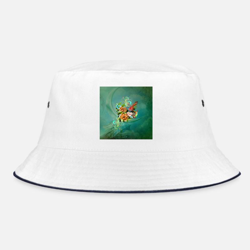 Wonderful elegant flowers with bird. Bucket Hat