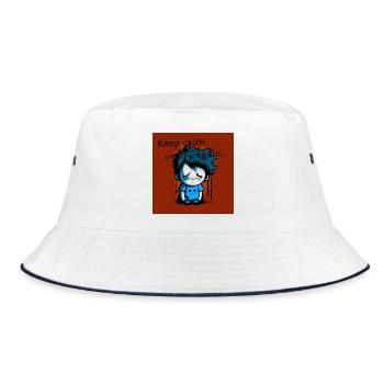 Geek - Bleiben Sie ruhig und versuchen Sie es erneut 01 - Bucket Hat - Weiß/Navy - Vorne