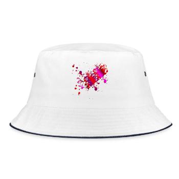 ROT PINKES BLUT - HALLOWEEN KOSTÜME BLUTFLECKEN - Bucket Hat - Weiß/Navy - Vorne