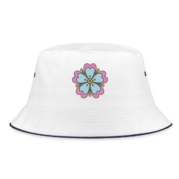Fleur bohème hippie funky mignonne - Bob - blanc/marine - Devant