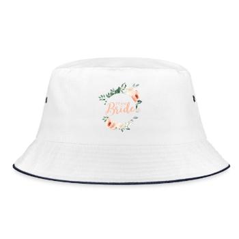 Team Bride! Green pastel wreath, customisable - Bucket Hat - white/navy - Front