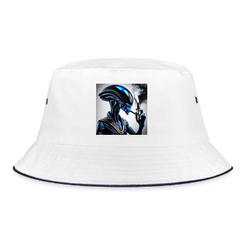 Blauer Droid Dampfer Vibe - Bucket Hat - Weiß/Navy - Vorne