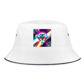 Diamant - Bucket Hat - Weiß/Navy - Vorne