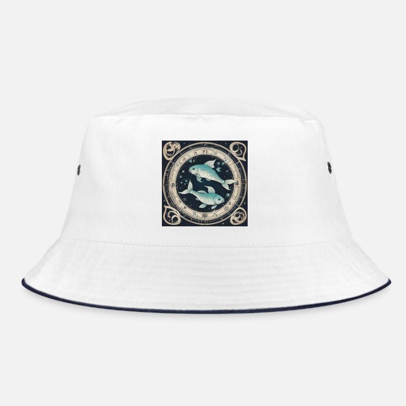 Zodiac Pisces - Bucket Hat - Weiß/Navy
