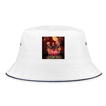 Cute halloween design in the moonlight. - Bucket Hat - white/navy - Front