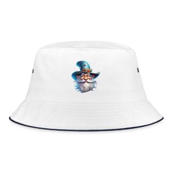 Funny Magician With Beard Fantasy RPG Shirt - Bucket Hat - white/navy - Front