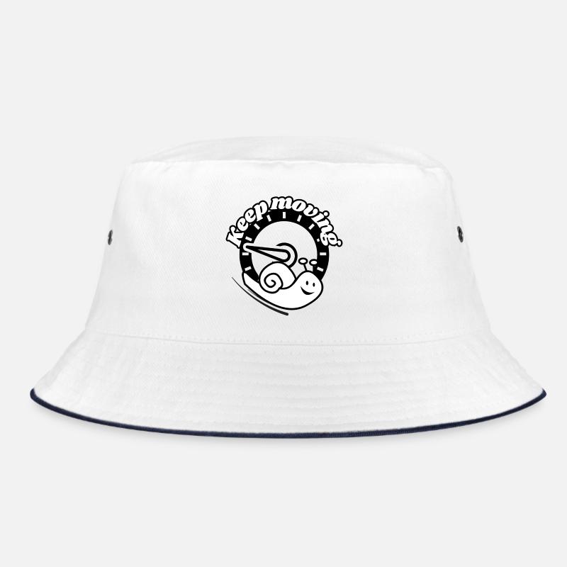 Langsam voran: Schnecke Motiv - Bucket Hat - Weiß/Navy