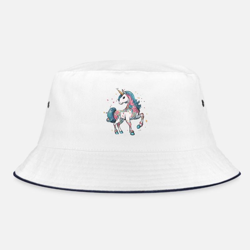 Einhorn - Bucket Hat - Weiß/Navy