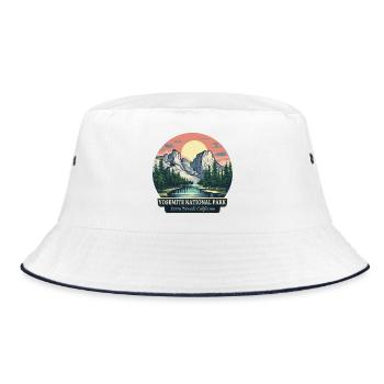 Yosemite National Park Wandern und Sonnenuntergang - Bucket Hat - Weiß/Navy - Vorne