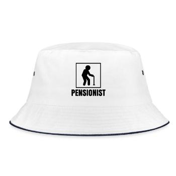 Pensionist Ruhestand Statement Lebensabend Pension - Bucket Hat - Weiß/Navy - Vorne