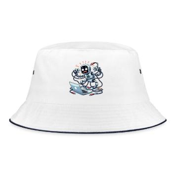 Robo-Hacker - Bucket Hat - Weiß/Navy - Vorne