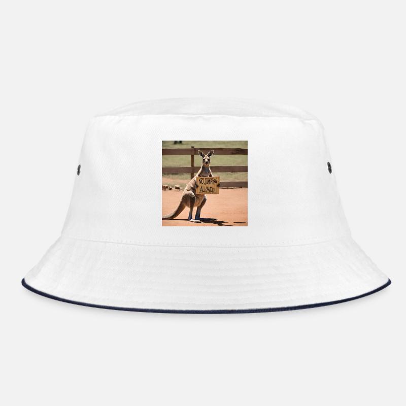 Kangaroo Meme Design - Printflow - Bucket Hat - Weiß/Navy
