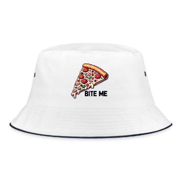 Bite me Pizza - Bucket Hat - white/navy - Front