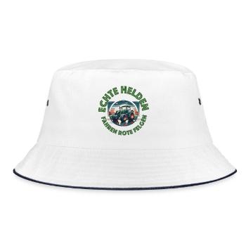 Echte Helden fahren rote felgen Traktor Trekker - Bucket Hat - Weiß/Navy - Vorne