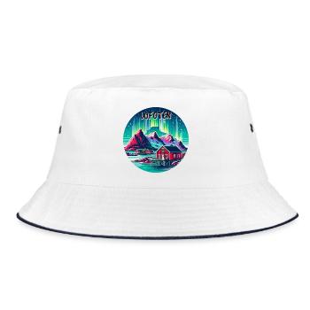 Lofoten Norway Northern Lights - Bucket Hat - white/navy - Front