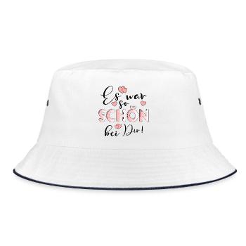 SO SCHÖN BEI DIR BESUCH - GAST GESCHENKE - Bucket Hat - Weiß/Navy - Vorne