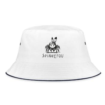 spinnetou wortspiel spinne lustig winnetou - Bucket Hat - Weiß/Navy - Vorne