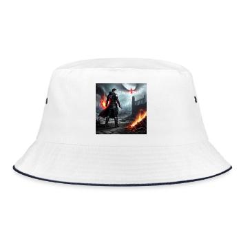 Feuerklingen Krieger in Ruinenland - Bucket Hat - Weiß/Navy - Vorne
