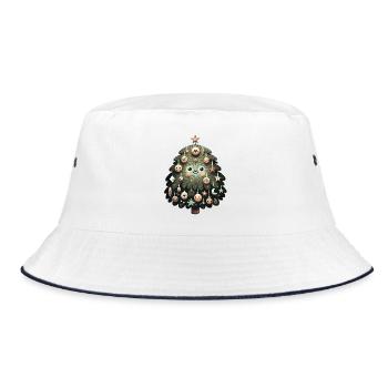 Weihnachten Christbaum x-Mas Weihnachtsbaum - Bucket Hat - Weiß/Navy - Vorne