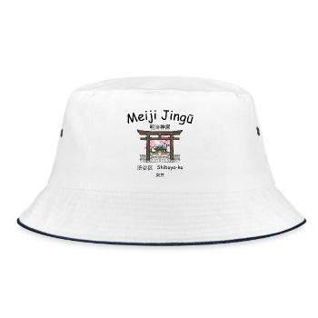 Tokyo Shibuya, Shinto Shrine Meiji Jingu, Japan, - Bucket Hat - white/navy - Front