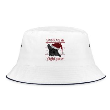 Santa’s Night Paw – Bulldog Weihnachtsdesign - Bucket Hat - Weiß/Navy - Vorne