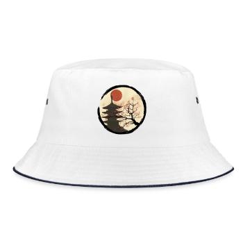 Kyoto in bloom - Bucket Hat - Weiß/Navy - Vorne
