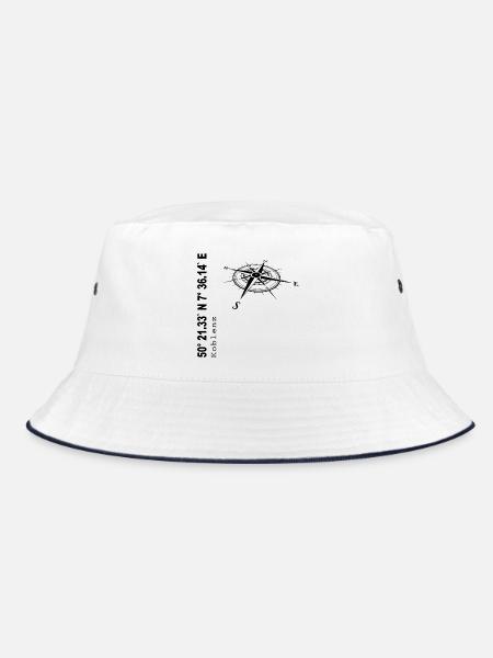 Koordinaten Koblenz - Bucket Hat - Weiß/Navy