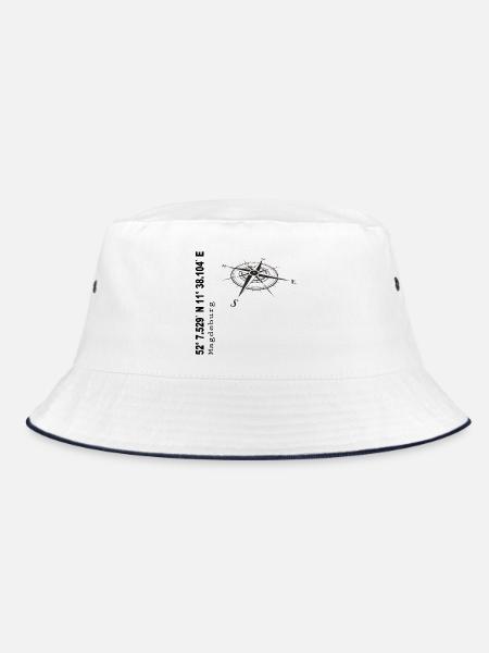 Koordinaten Magdeburg - Bucket Hat - Weiß/Navy