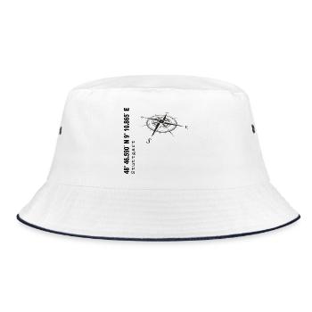 Koordinaten Stuttgart - Bucket Hat - Weiß/Navy - Vorne
