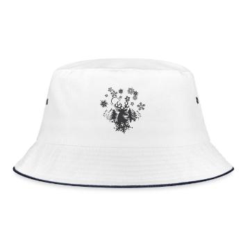Schneeflocken Weihnachten Winter Rentier Elch - Bucket Hat - Weiß/Navy - Vorne