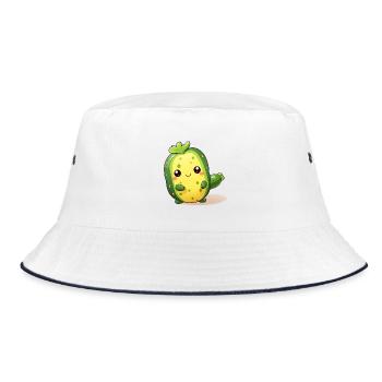 Tanzendes Kawaii Kaktus Gurken Männchen - Bucket Hat - Weiß/Navy - Vorne