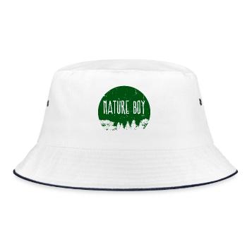 Natur Camper Camping Berge Campingplatz Statement - Bucket Hat - Weiß/Navy - Vorne